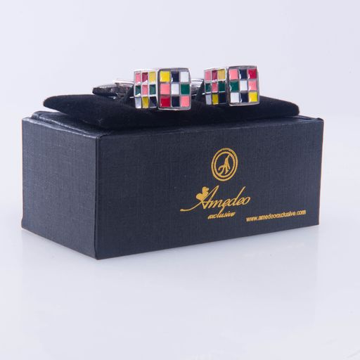 Colorful Mens Stainless Steel Cube Cufflinks for Shirt with Box - Hand Crafted Perfect Gift - Image 2