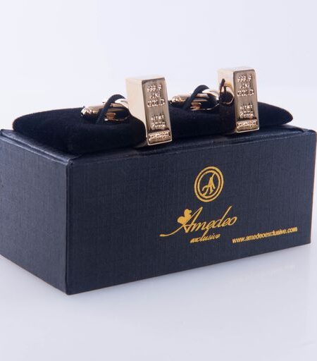 Gold Mens Stainless Steel Bar Cufflinks for Shirt with Box – Hand Crafted Perfect Gift