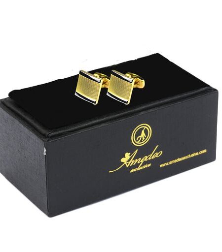 Gold Mens Stainless Steel Squares Cufflinks for Shirt with Box – Hand Crafted Perfect Gift