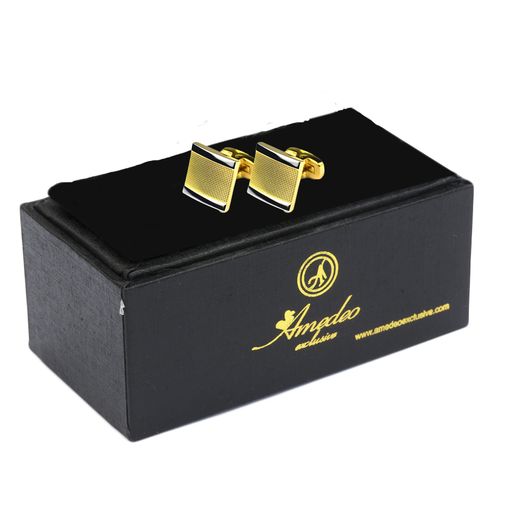 Gold Mens Stainless Steel Squares Cufflinks for Shirt with Box - Hand Crafted Perfect Gift - Image 2
