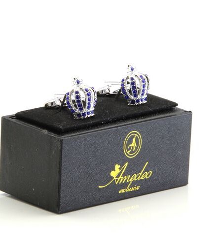 Silver Diamond Mens Stainless Steel Crowns Cufflinks for Shirt with Box – Hand Crafted Perfect Gift