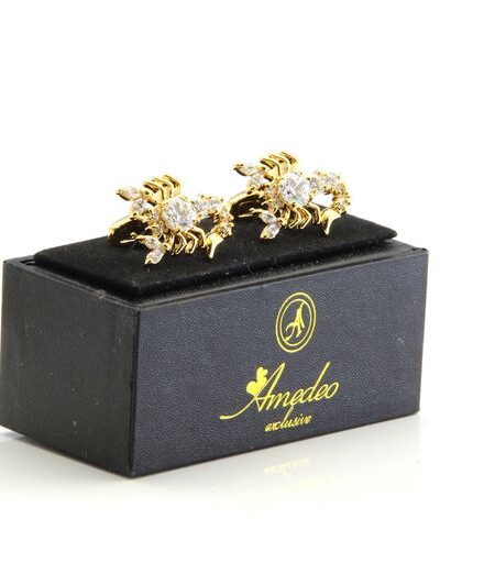 Gold Big Diamond Mens Stainless Steel Scorpions Cufflinks for Shirt with Box – Hand Crafted