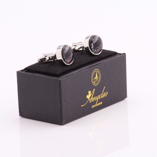 Silver with Black Mens Stainless Steel Temperature Cufflinks for Shirt with Box - Hand Crafted - Image 2