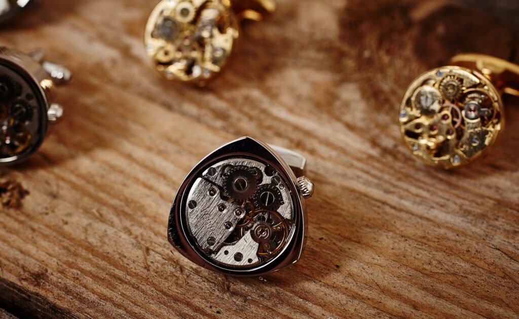 Amedeo cufflinks fastened through a French cuff